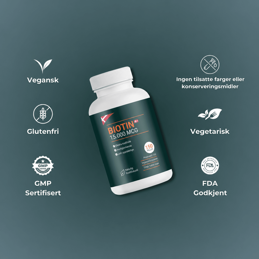 AVA Biotin 15 000 MCG – Høystyrke biotinkapsler for sunt hår, hud og negler - AVABeauty.no